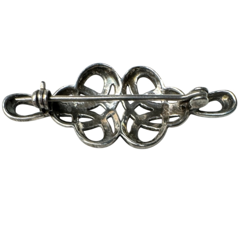 Hallmarked Silver Celtic Infinity Knot Bar Brooch - image 5